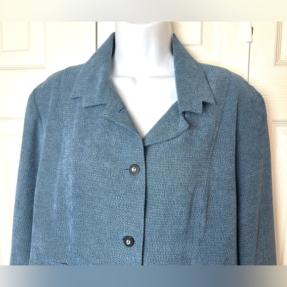 JAMIE SADOCK Golf Blue Jacket Coat Textured Knit Black Buttons Zippered Pockets - Picture 6 of 9